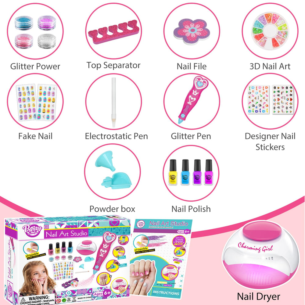 BATTOP complete nail art kit for creative play and safe cleanup