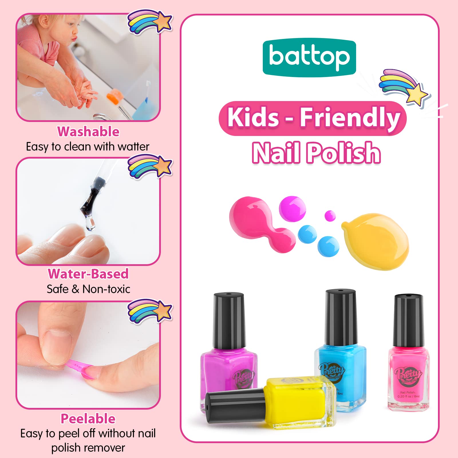 BATTOP nail file and accessories finish polished kid-friendly styles