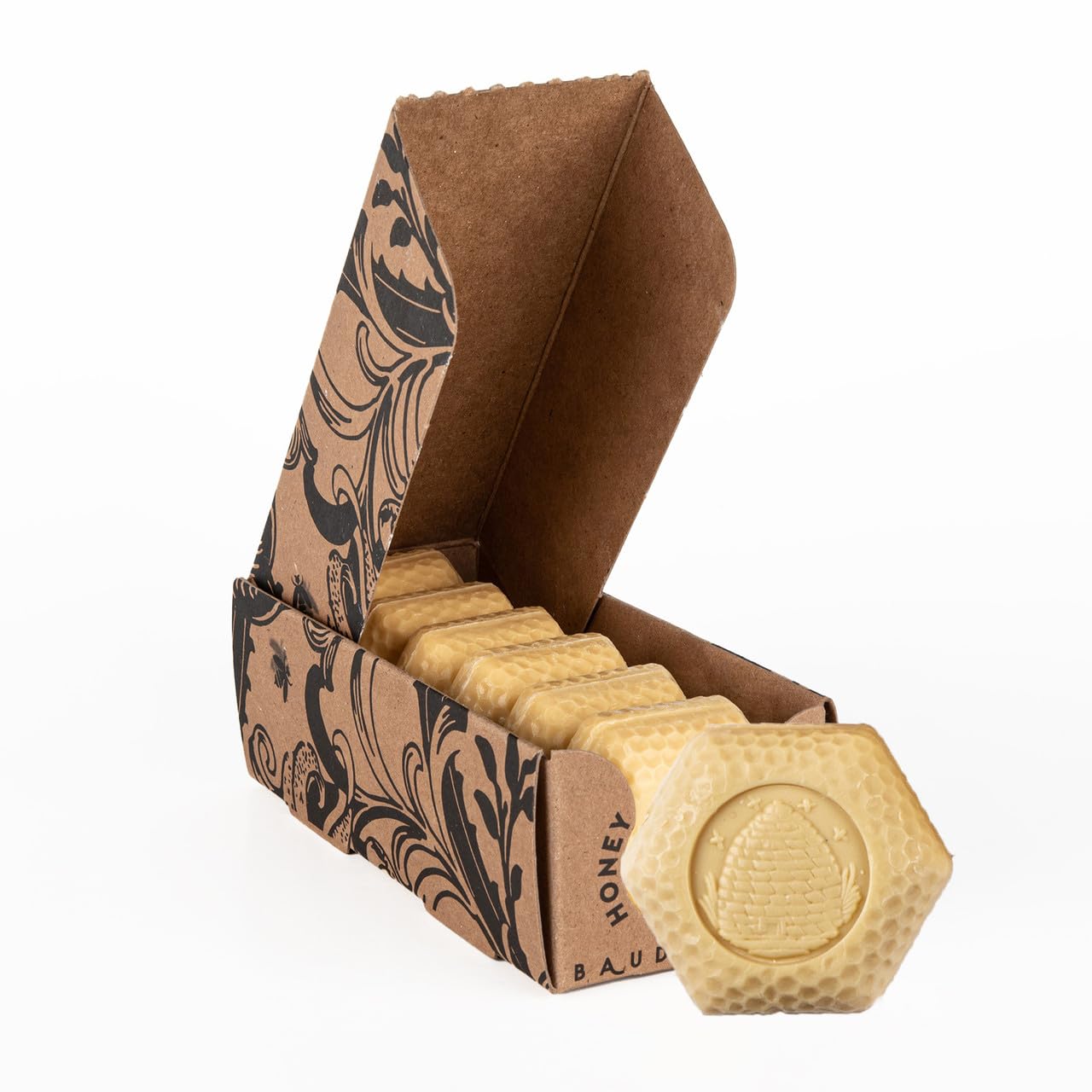 Baudelaire Honey Soap unwrapped single bar for gentle cleansing with honey aroma.