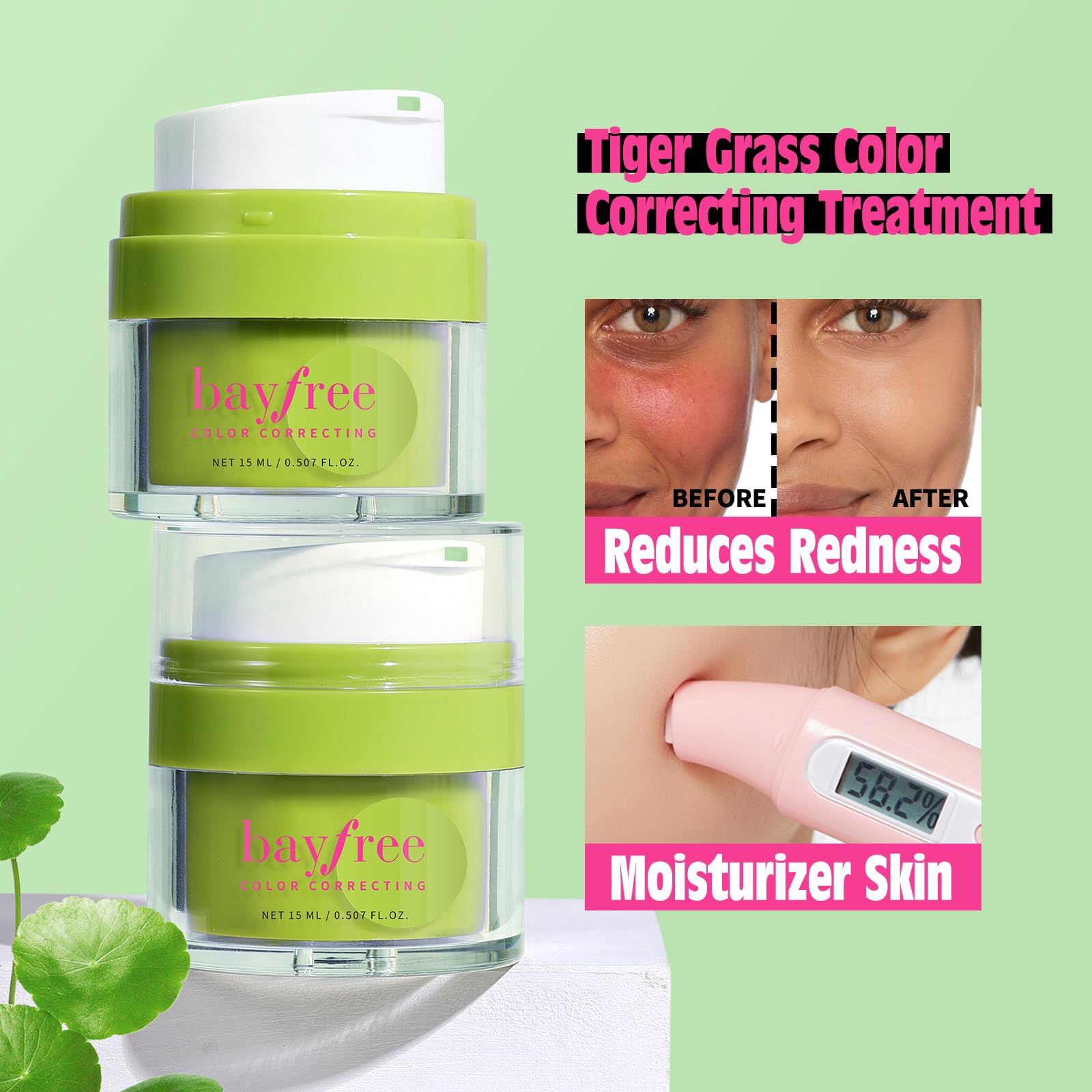 Bayfree tube with ingredients label featuring Centella and Camellia Japonica.