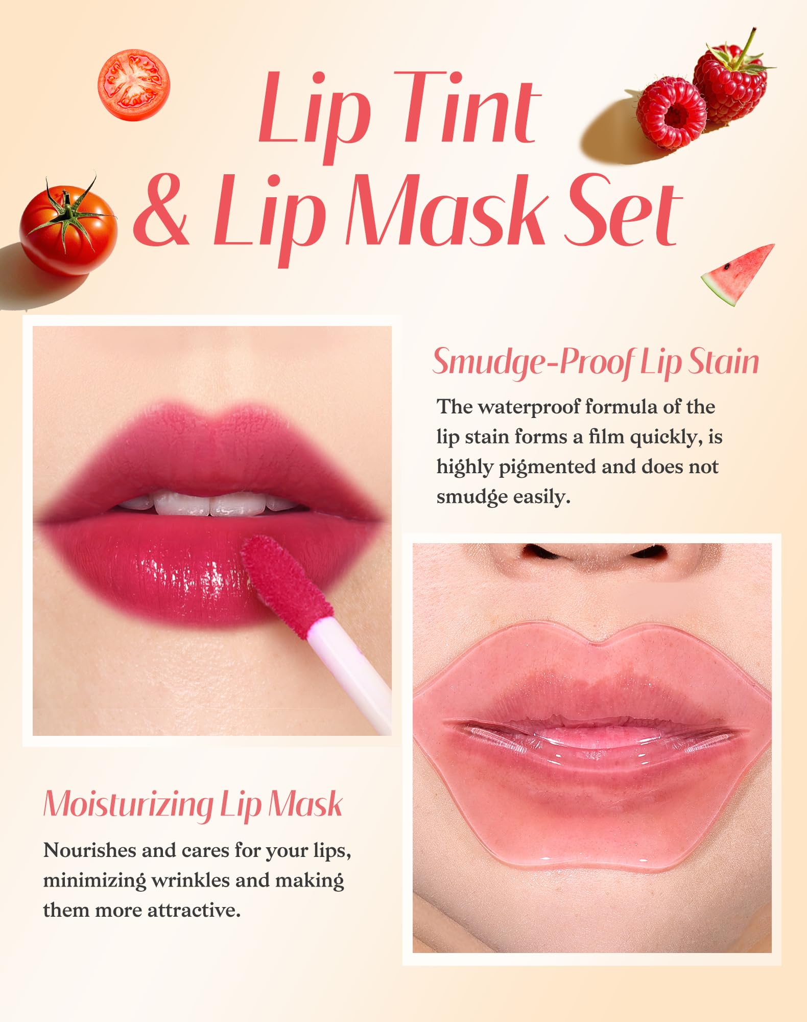 Bayfree lip tint application swatch demonstrates smooth, easy color payoff.