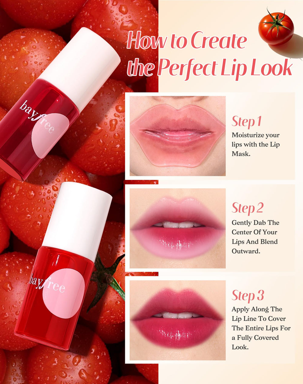 Bayfree lip tint compact packaging ideal for on-the-go touch-ups.