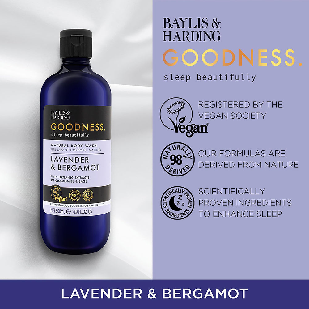 Baylis & Harding Goodness Sleep dense foam forming a gentle lather