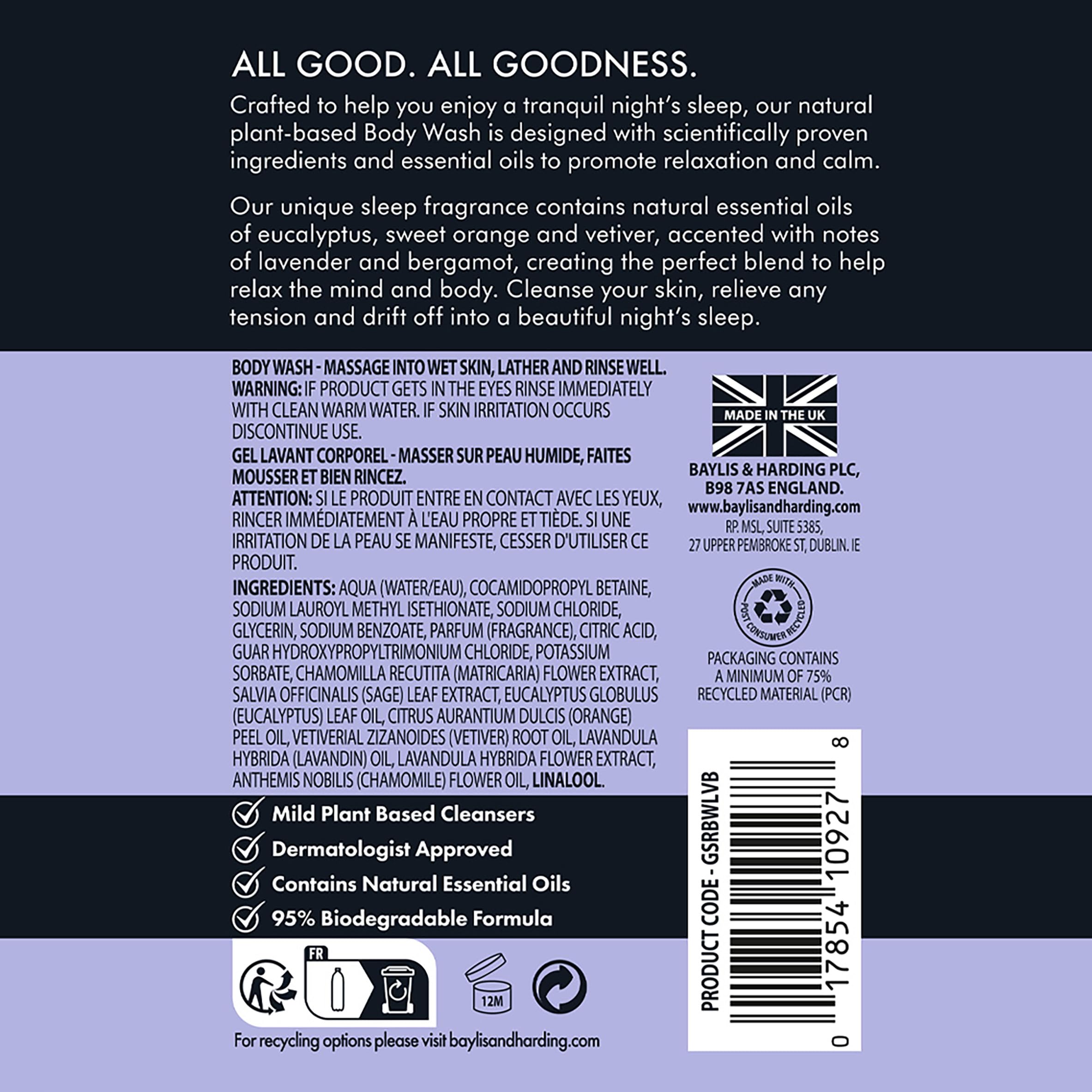 Baylis & Harding Goodness Sleep lavender-bergamot scent aroma in shower