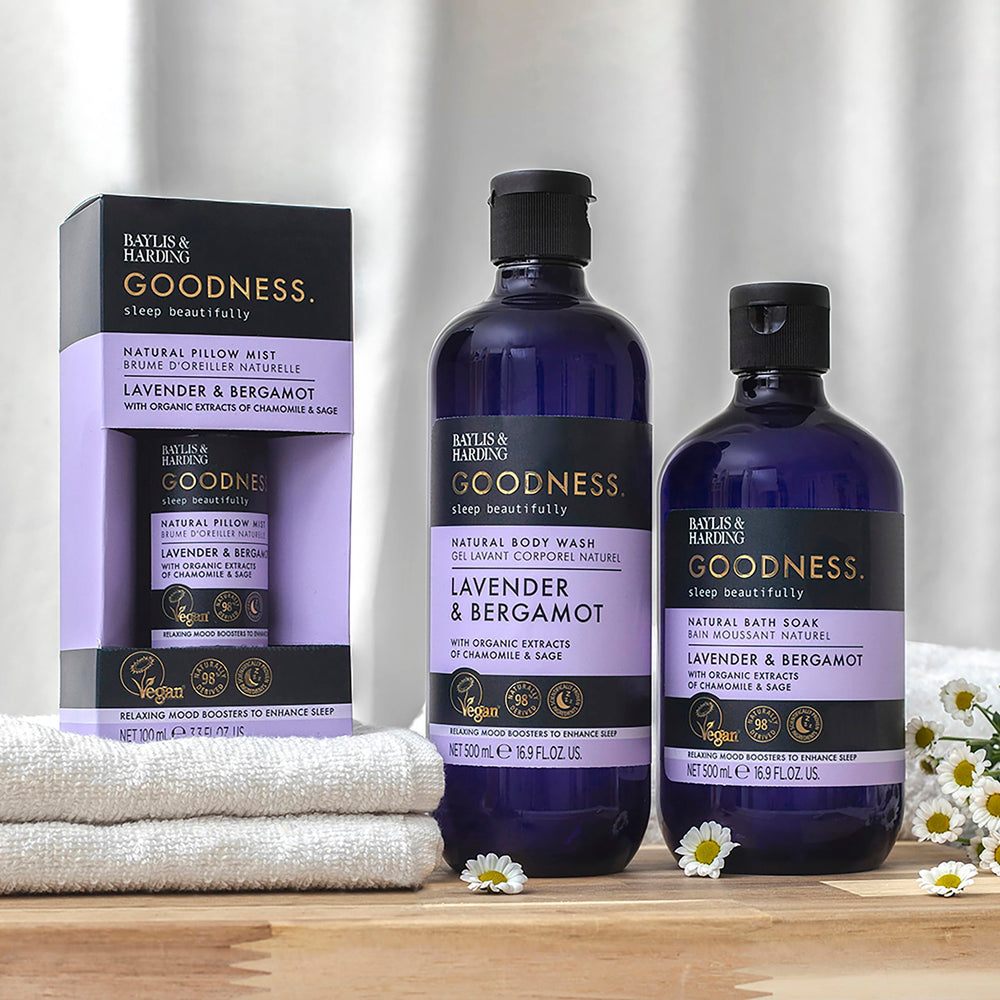 Baylis & Harding Goodness Sleep recyclable bottle packaging