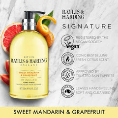 Closeup of Baylis and Harding liquid hand soap pump