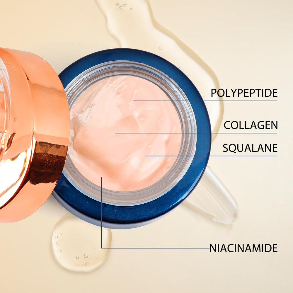 Baysea face and neck application scene for daily firming routine.