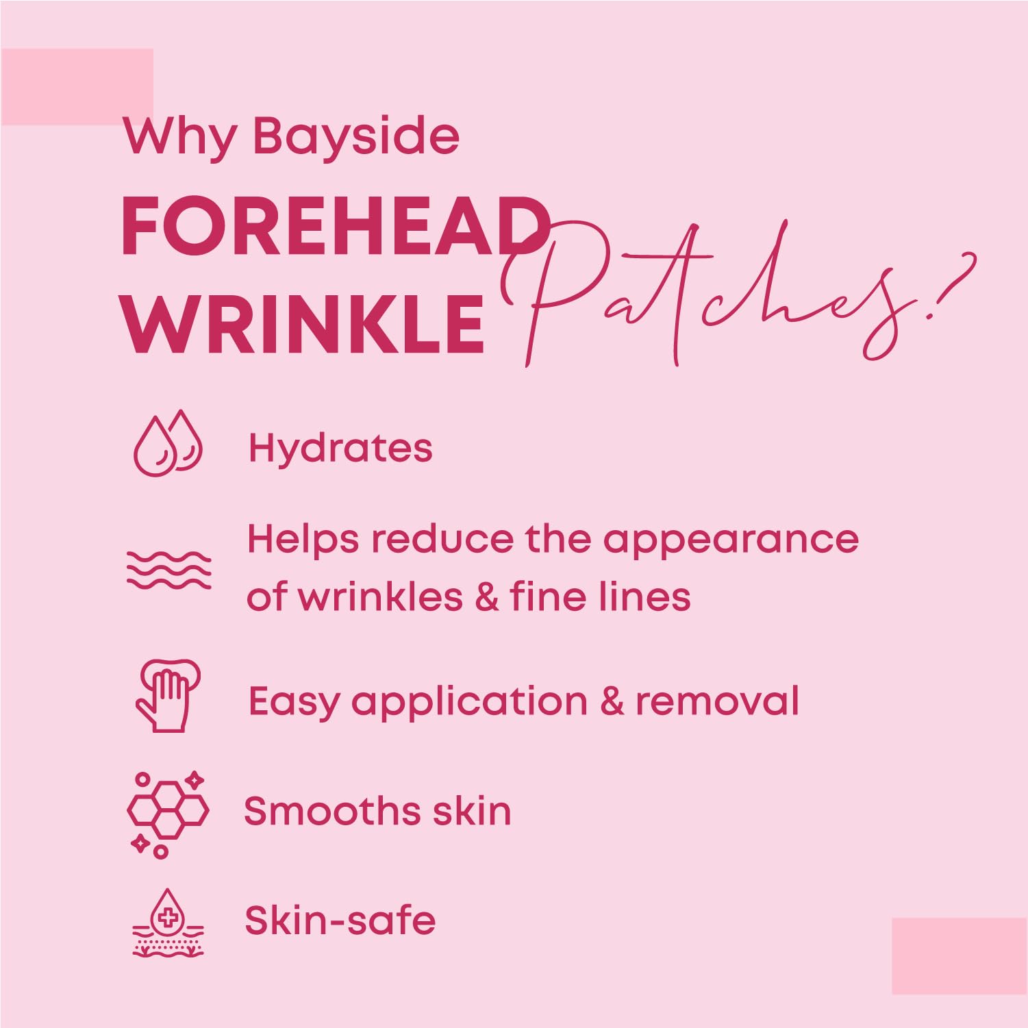 Bayside forehead wrinkle patches close-up highlighting secure adhesion