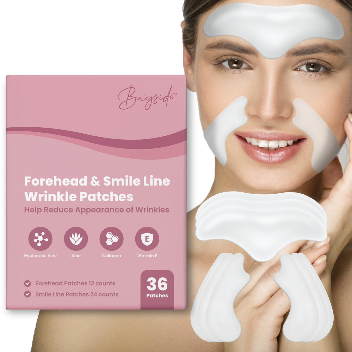 Bayside Forehead Wrinkle Patches for hydrated, smoother skin overnight.