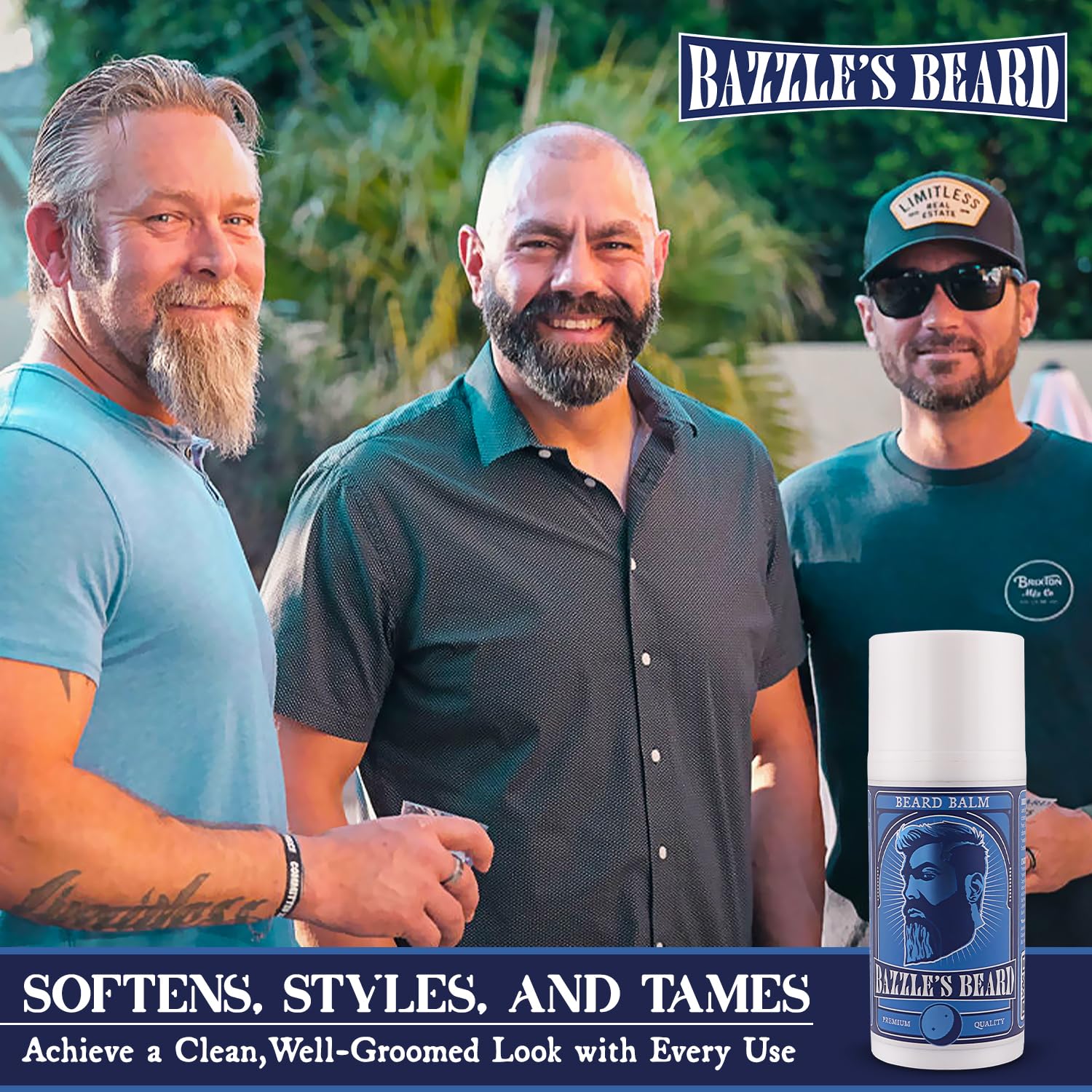 Bazzle's Beard Balm application demonstrates smooth conditioning for daily grooming