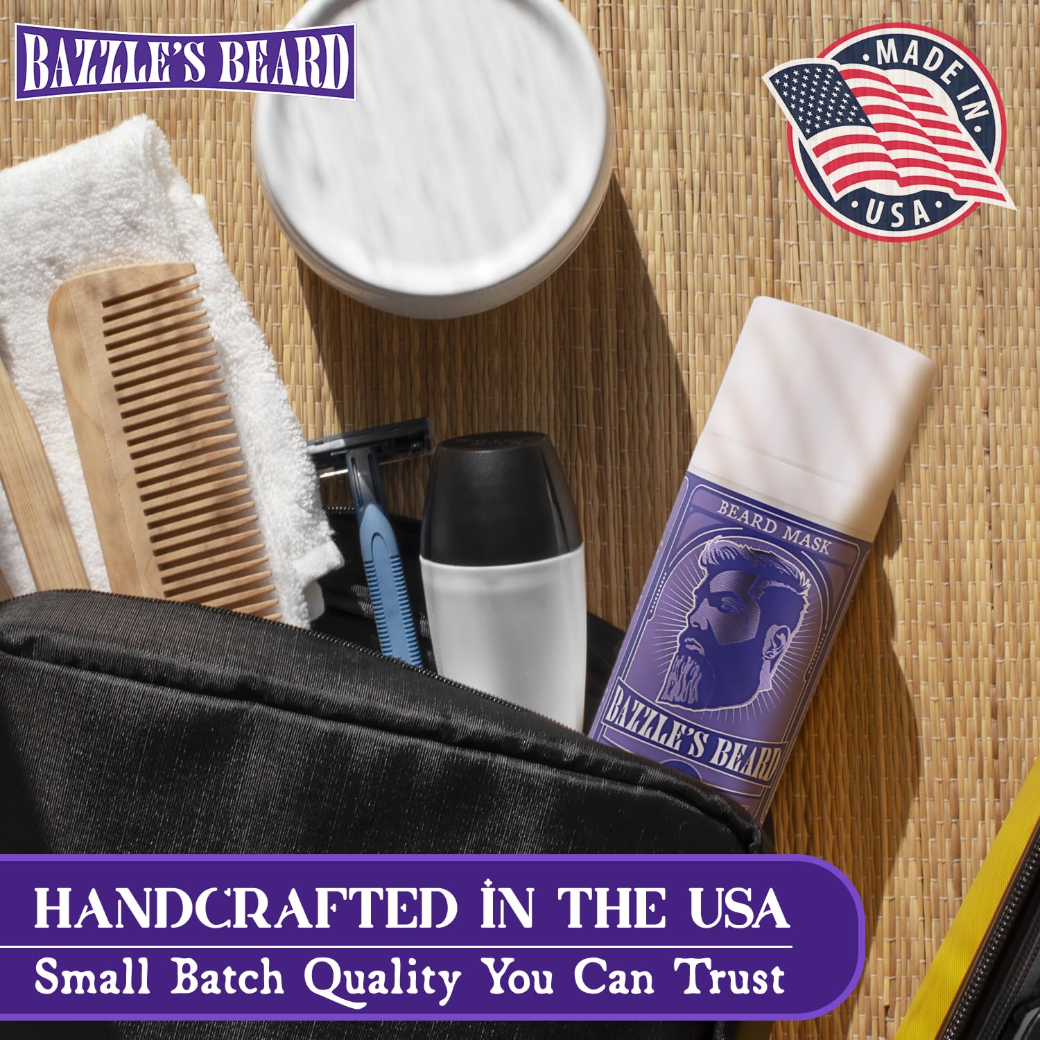 Bazzle's Beard Mask demonstrates a full grooming routine integration