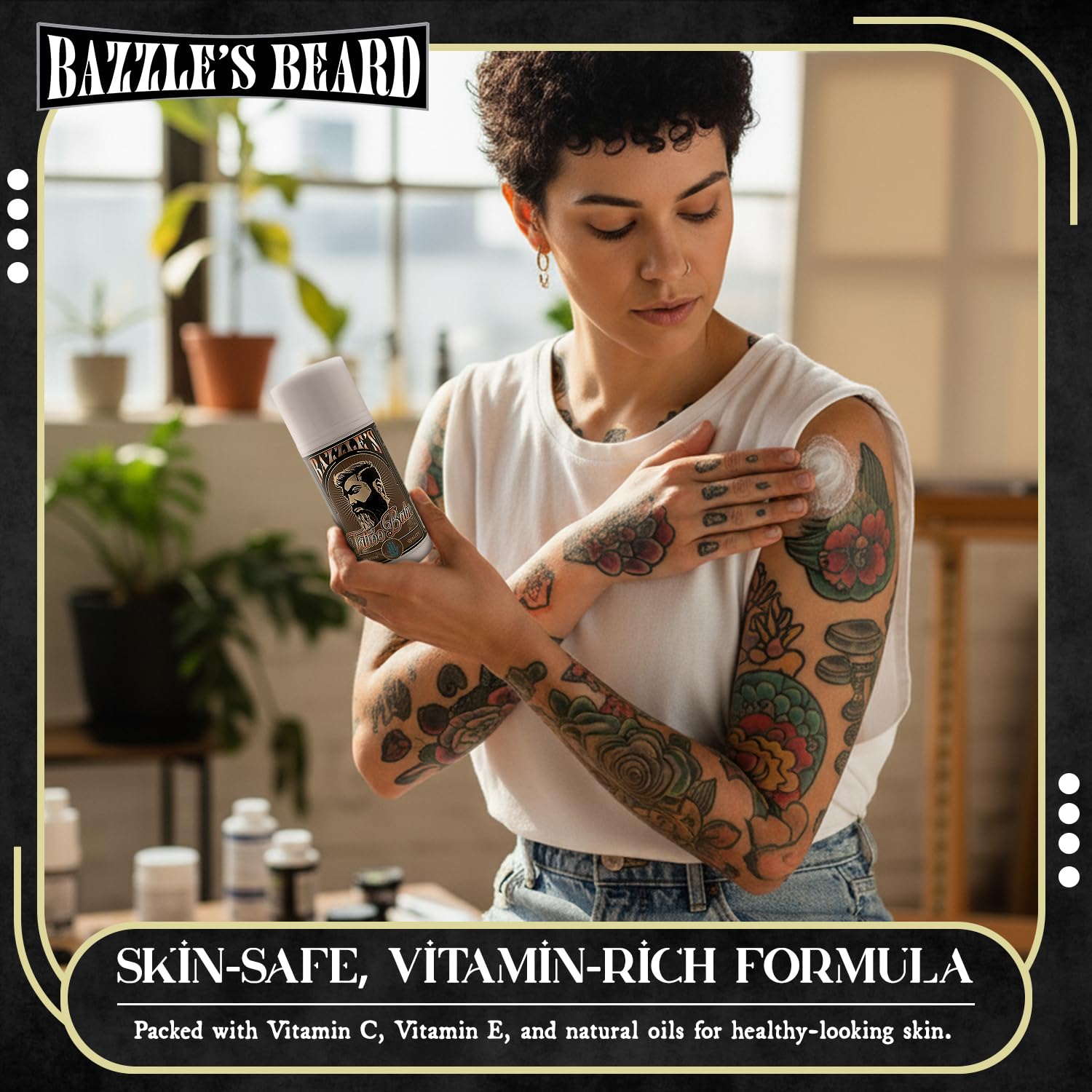 Daily-use application on clean tattoos supports moisture and color appearance.