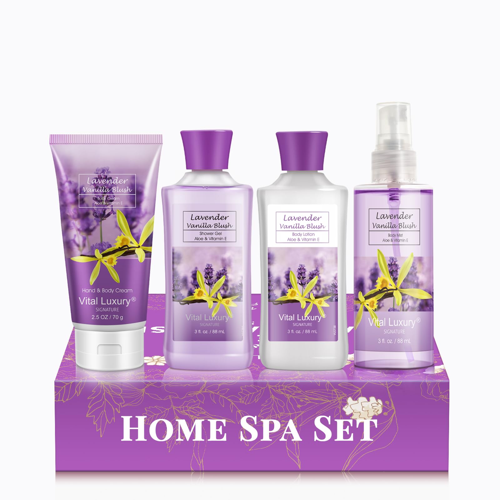 BBlove Christmas bath set packaging with Lavender Vanilla Blush scent