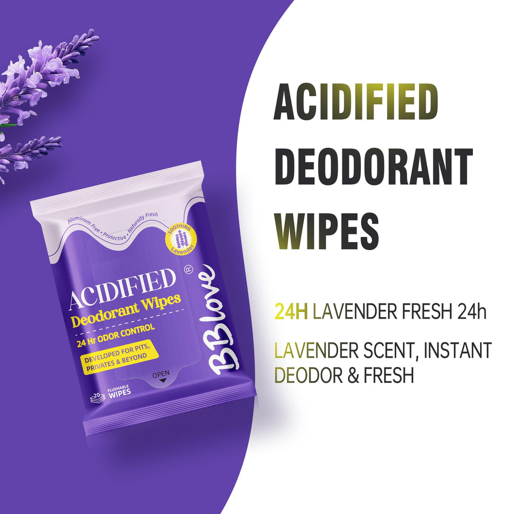BBlove lavender wipes label close-up, highlighting skin-friendly pH-balanced formula