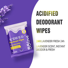 BBlove lavender wipes label close-up, highlighting skin-friendly pH-balanced formula