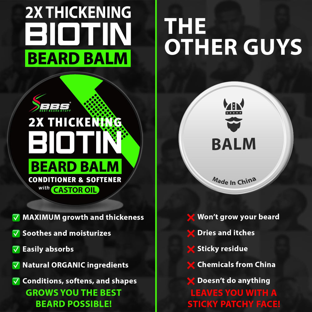 2X thickening Biotin formula for fuller beard appearance with BBS balm