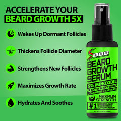 BBS Best Beard Stuff bottle with biotin and rice water supports nourished beard growth