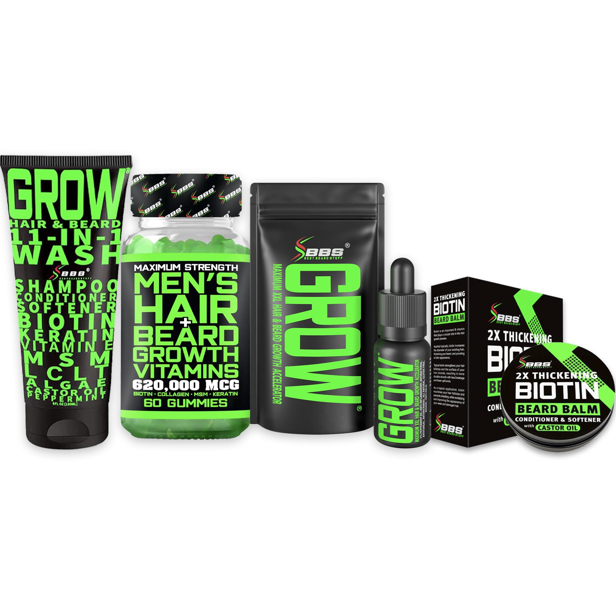 BBS Best Beard Stuff Growth Serum bottle used for fuller beard appearance