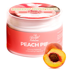 BE BEAUTIFUL EXTENSIONS peach pie body butter jar delivering deep hydration and glow
