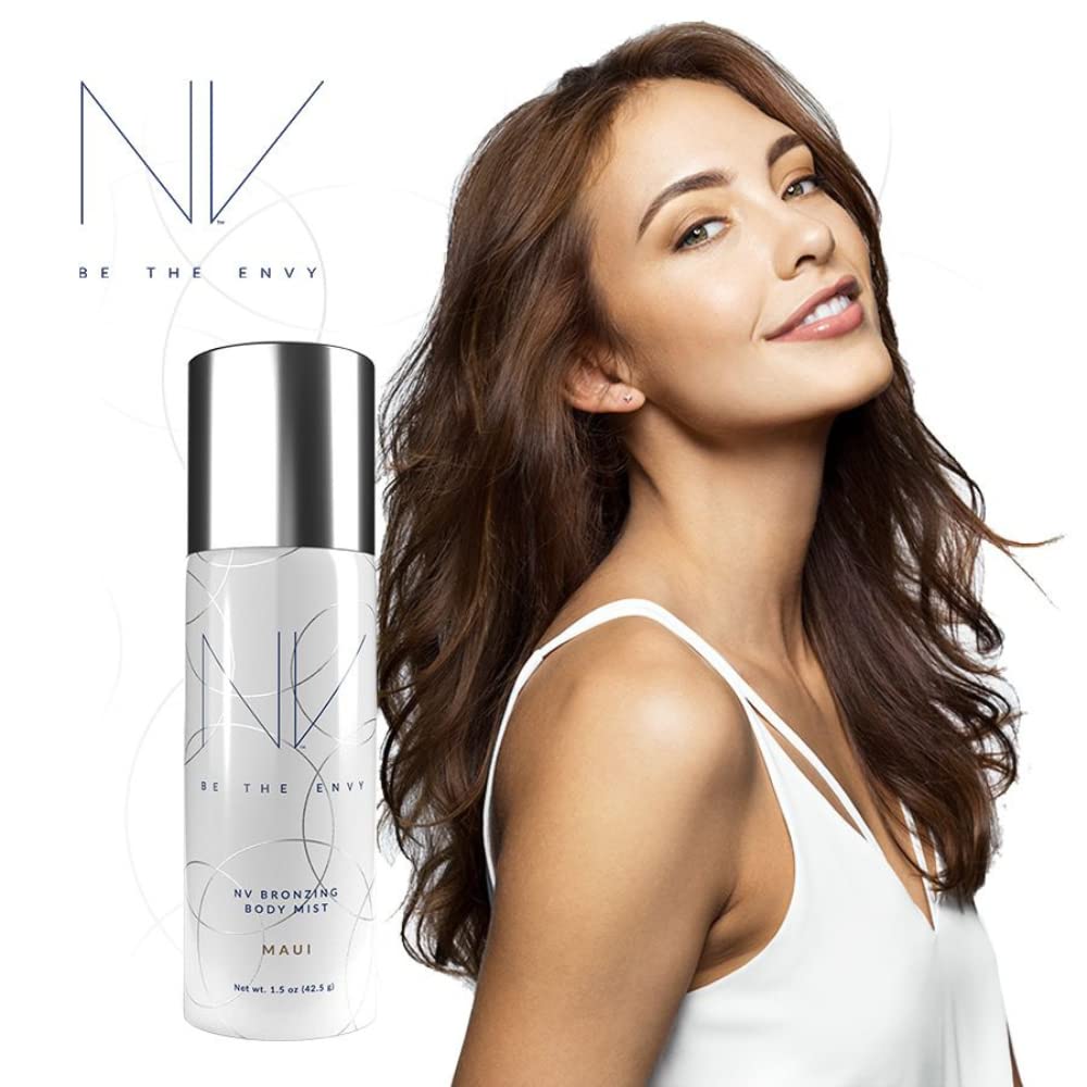 BE THE ENVY NV Maui Bronzing Body Mist 2-can set packaging for easy rotation