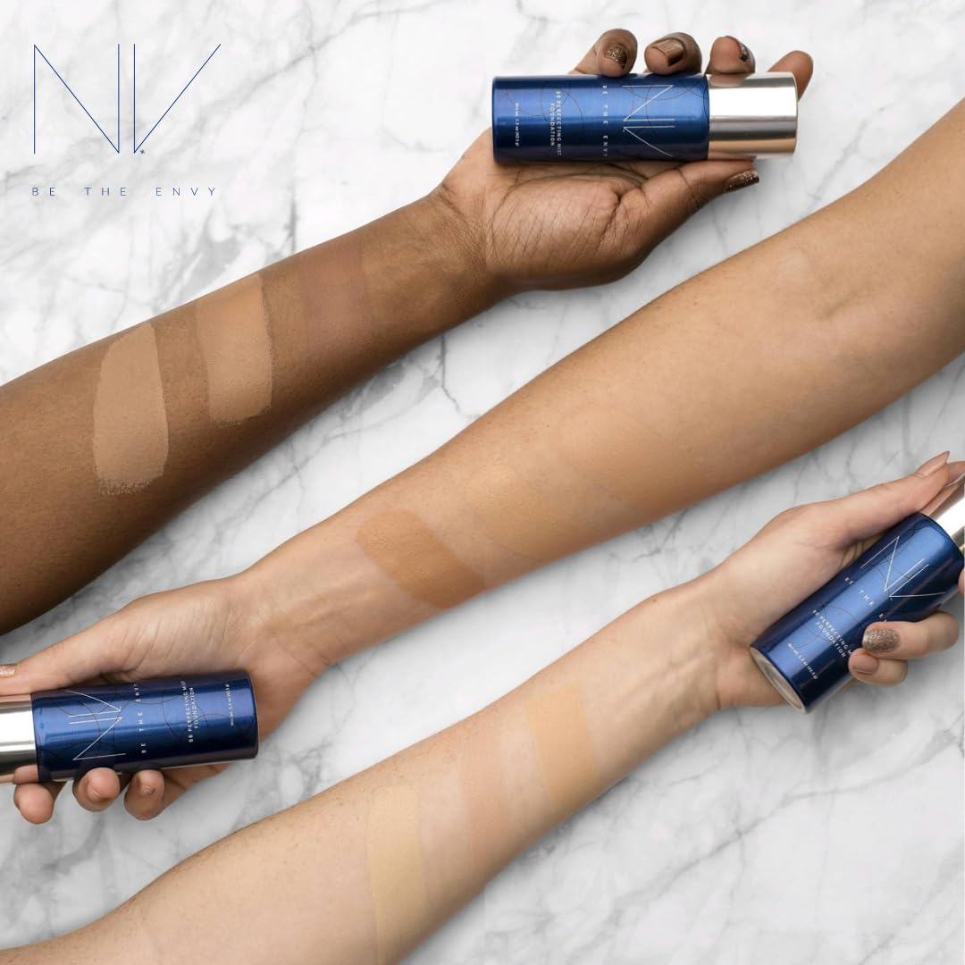 BE THE ENVY NV Perfecting Mist Foundation Cool Sand blends with fair-to-medium tones