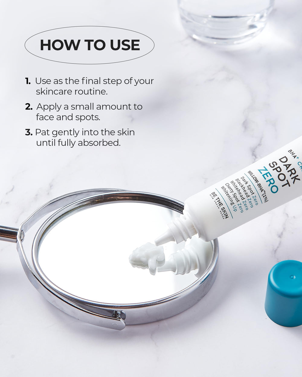 BE THE SKIN BHA+ Dark Spot Zero Cream application on hand demonstrates smooth absorption.