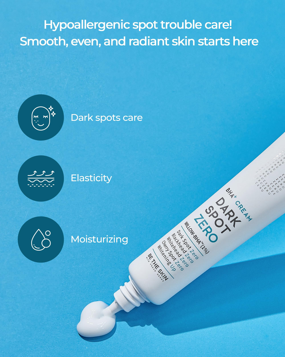 BE THE SKIN BHA+ Dark Spot Zero Cream dispense pump for convenient daily use.