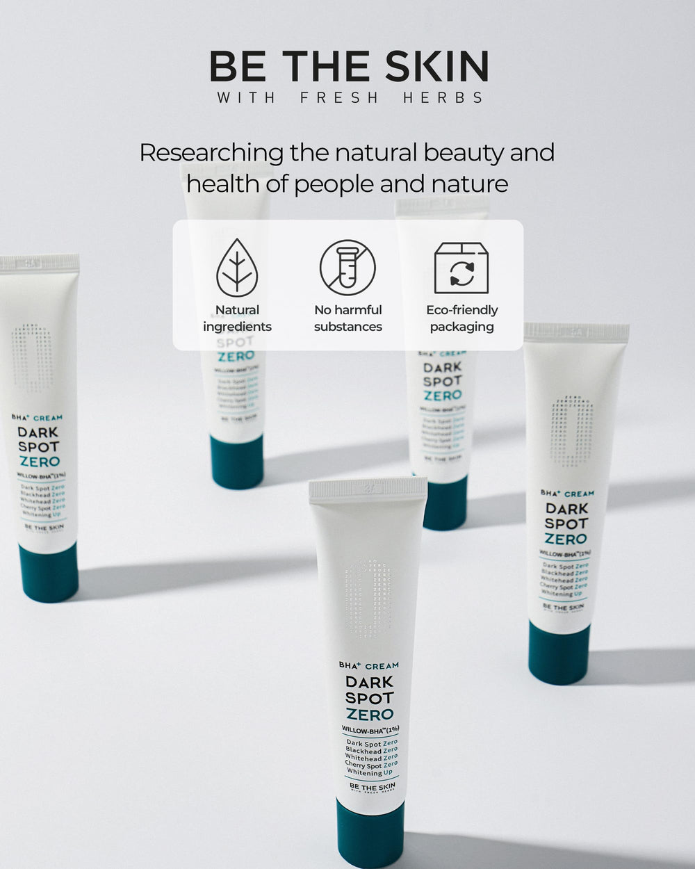 BE THE SKIN BHA+ Dark Spot Zero Cream ingredient pack suggests nourishing formula.