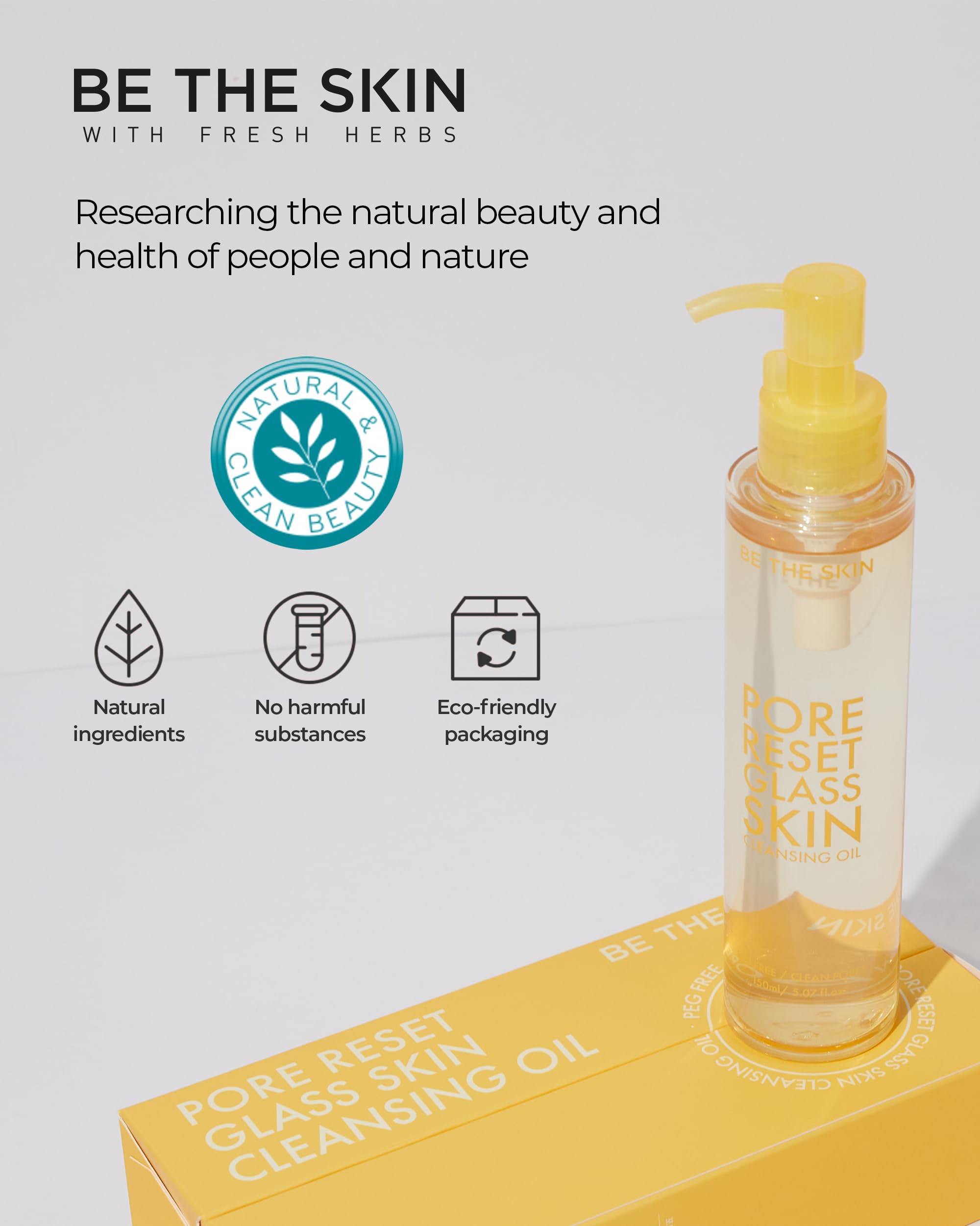 BE THE SKIN Pore Reset oil in glass bottle supports a calm skincare ritual.