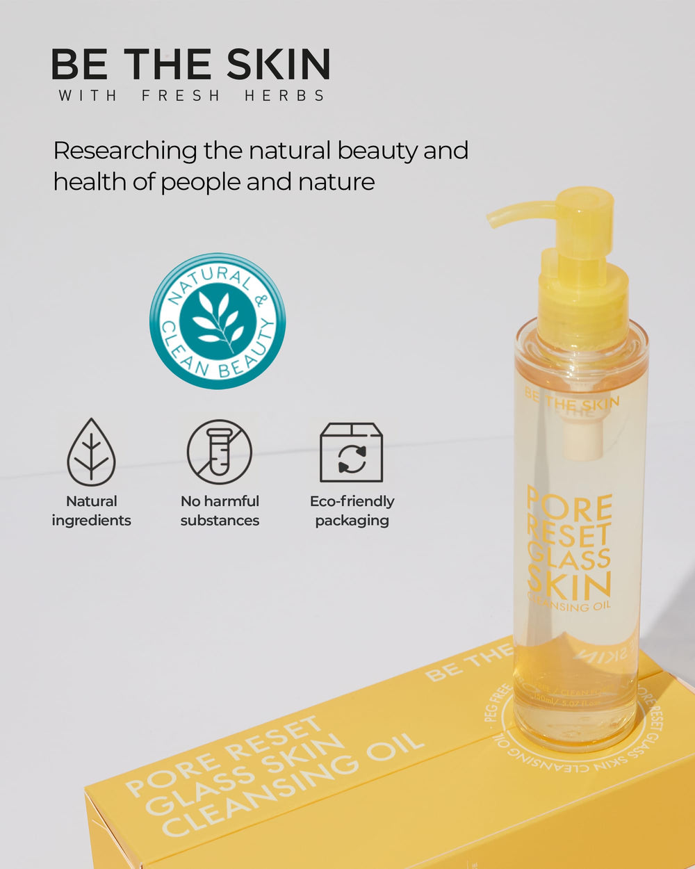 BE THE SKIN Pore Reset oil in glass bottle supports a calm skincare ritual.