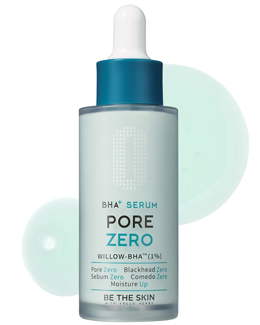 BE THE SKIN Pore Zero serum bottle shows gentle exfoliation for clearer pores.