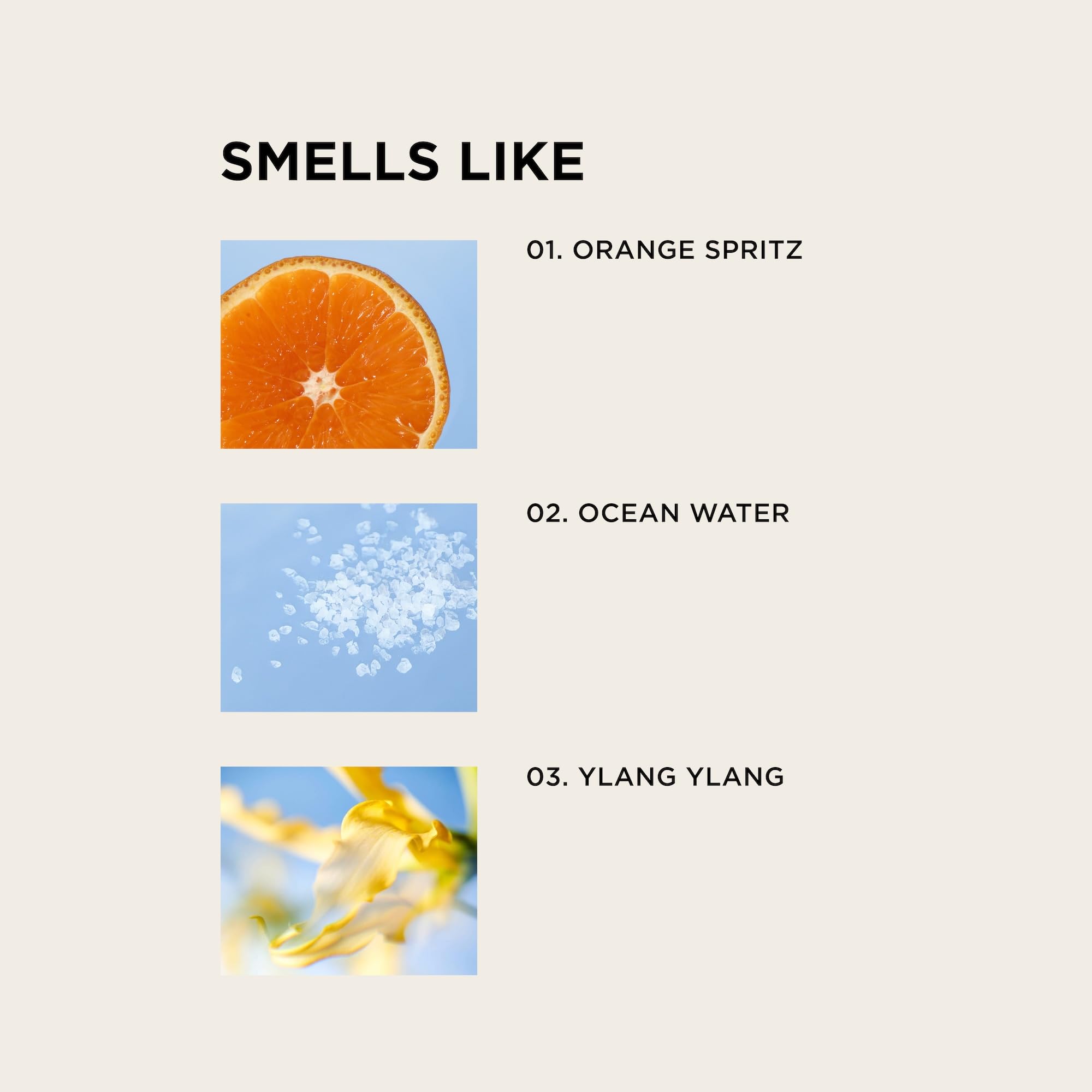 Close-up showing tangerine water and citrus notes in Beach Baby mist