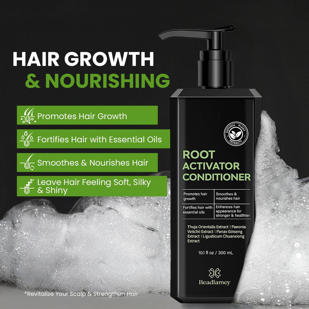 Beadlamey Root Activator Conditioner with textured cap, easy application.