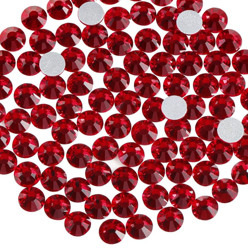Close-up of Beadsland dark Siam flatback rhinestones showing crisp facets and shine.