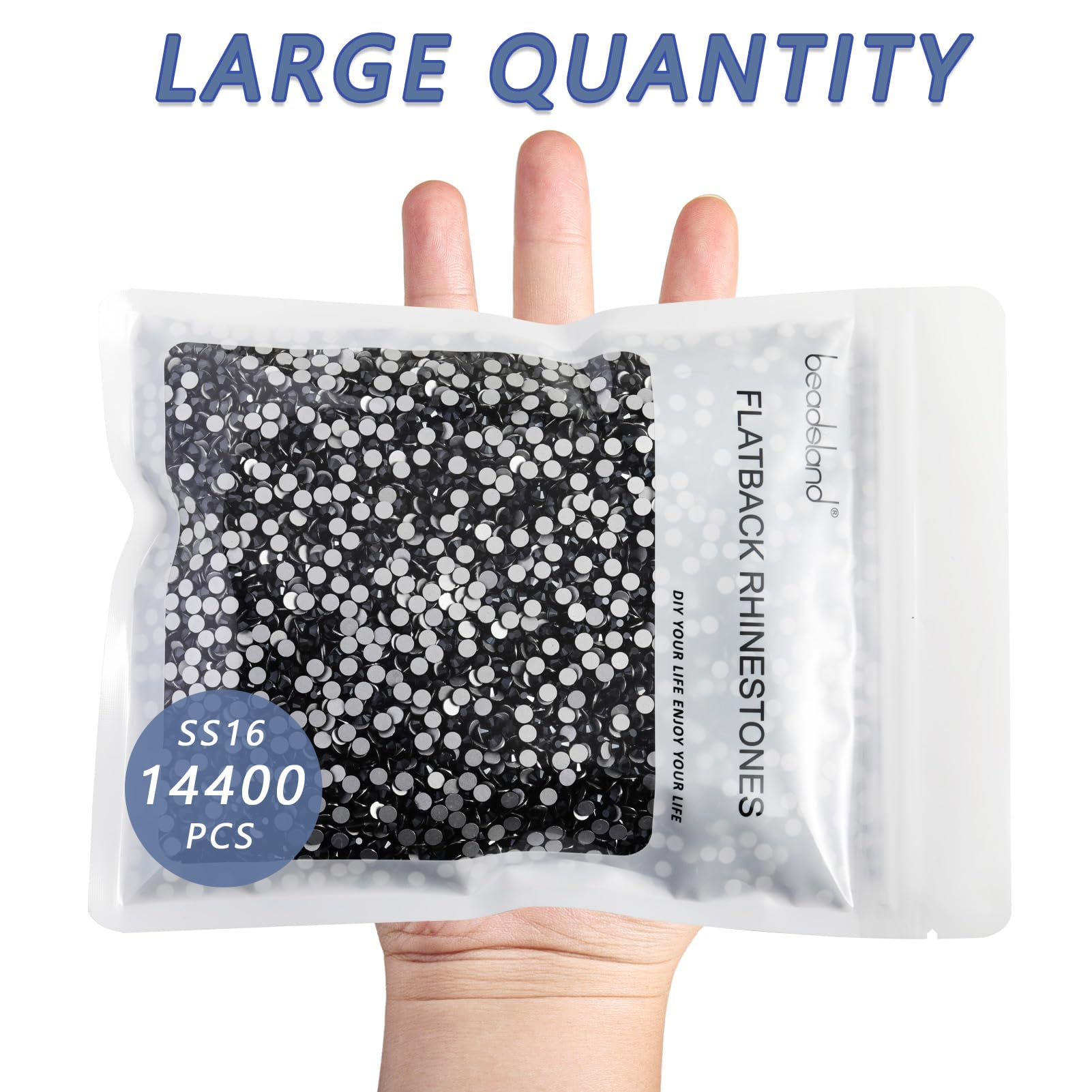 Beadsland 14400-piece bulk rhinestones for clothes, bags and accessories.