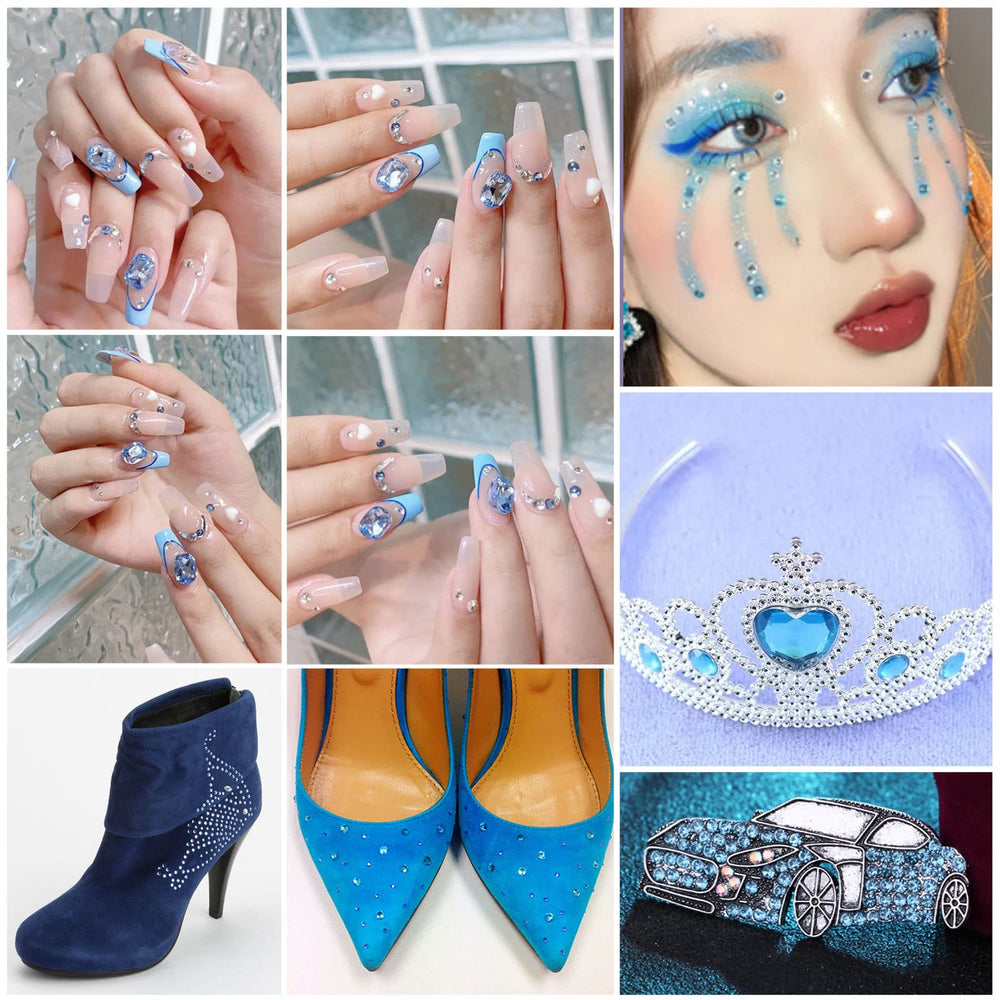 Beadsland light blue rhinestones shine on shoes, phone cases, and tumblers