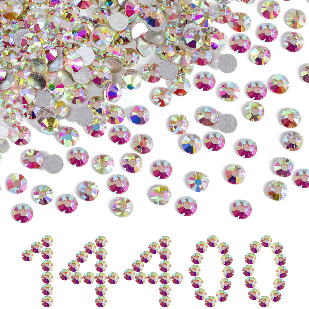 Beadsland flatback rhinestones SS12 display highlights vibrant sparkle for DIY crafts.