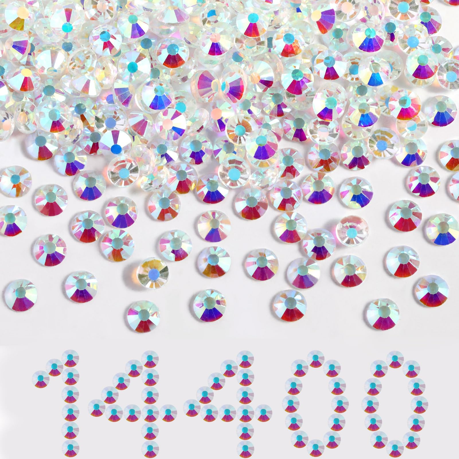BEADSLAND flatback rhinestones SS12 3.0-3.2mm in Transparent AB for nails and crafts