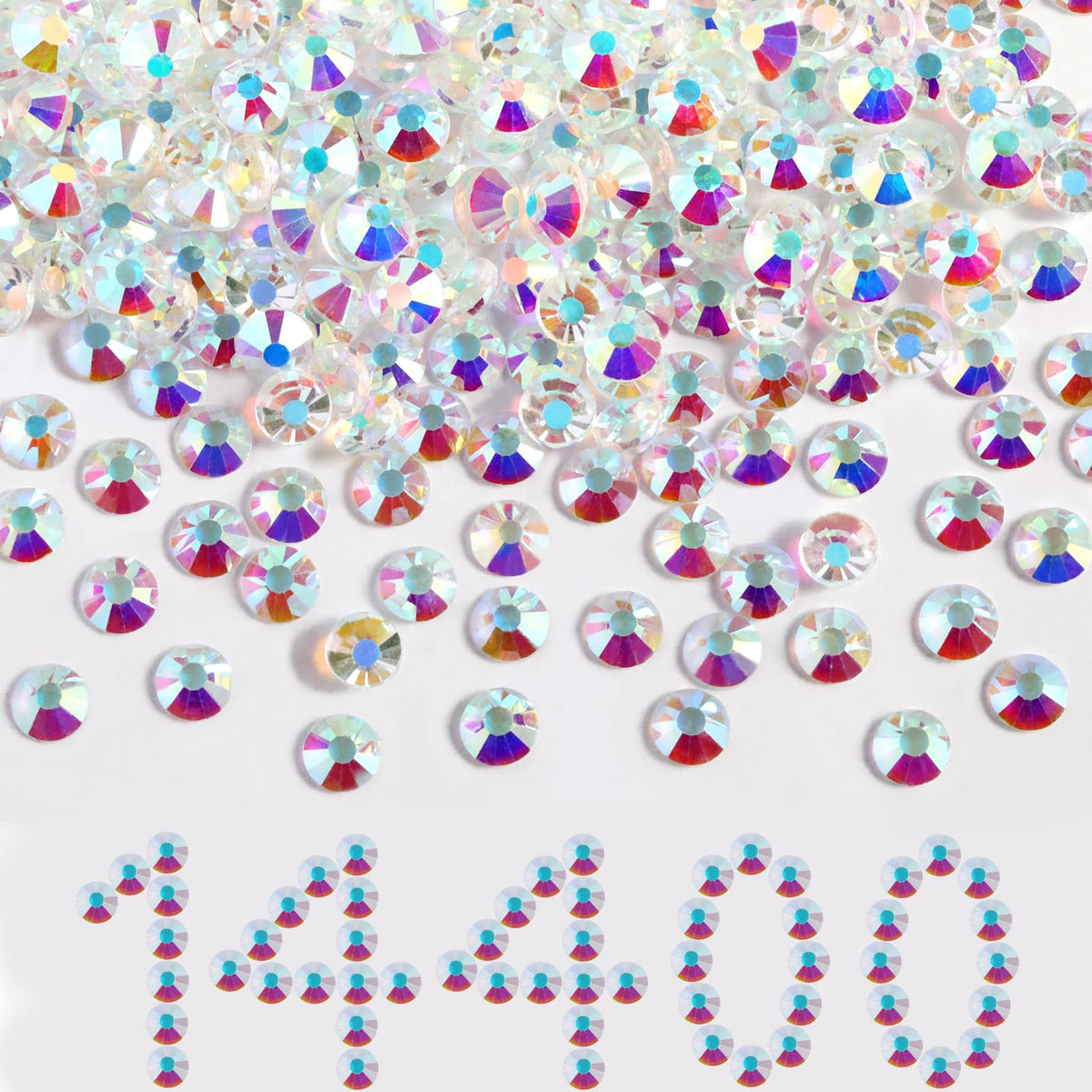BEADSLAND flatback rhinestones SS12 3.0-3.2mm in Transparent AB for nails and crafts