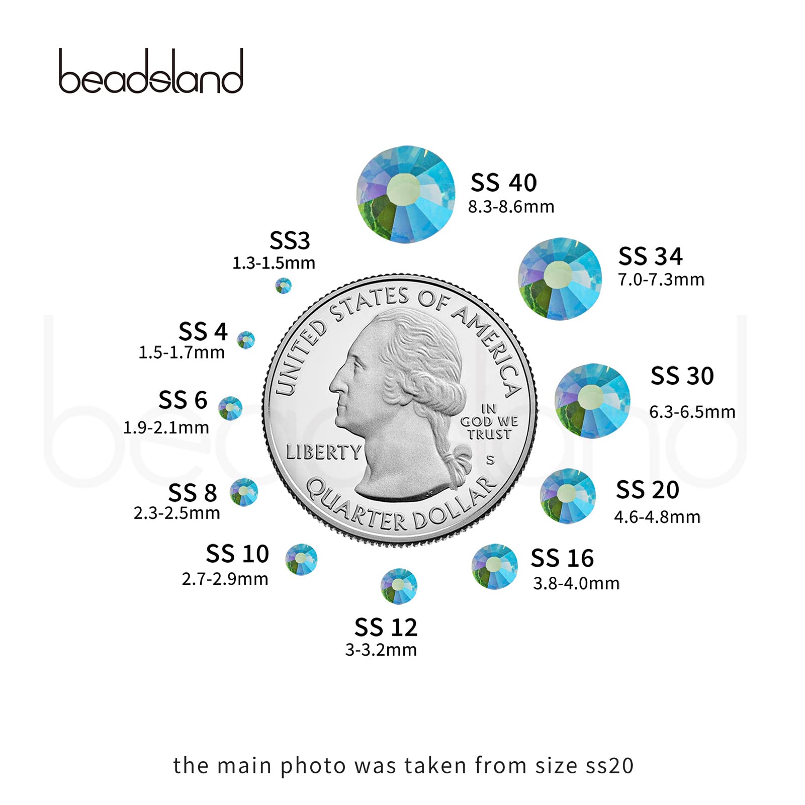 Beadsland glass flat-back rhinestones deliver high shine and precise cut.
