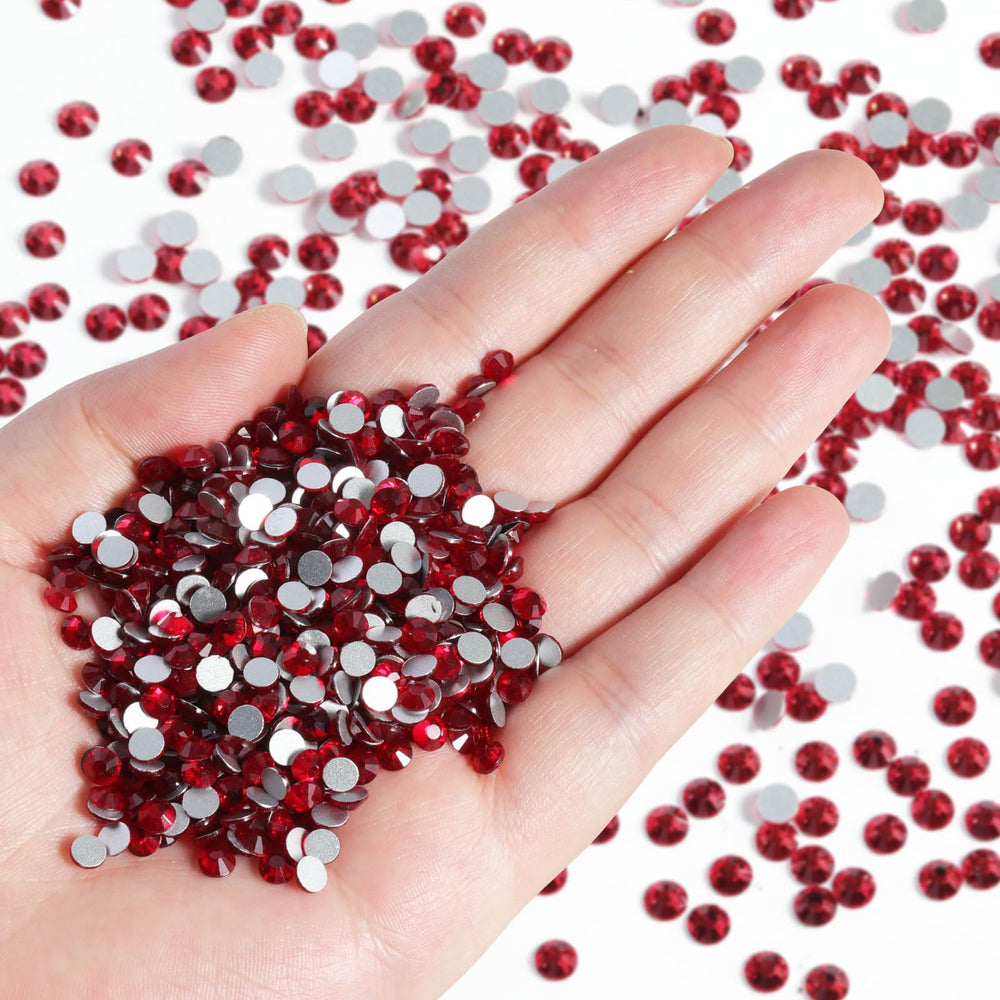 BEADSLAND glass red rhinestones flatback for clothes, bags, and DIY decor