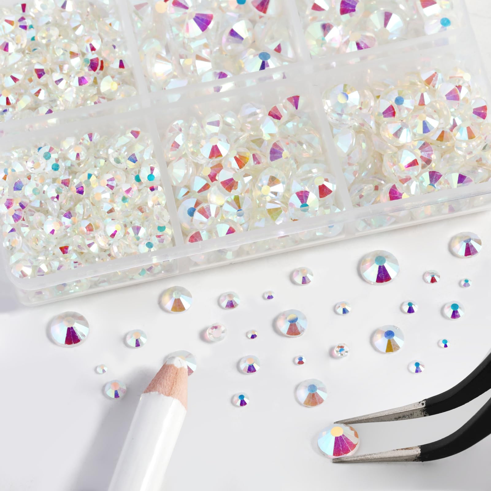 Beadsland glass rhinestones kit with tweezers for precise placement in crafts.