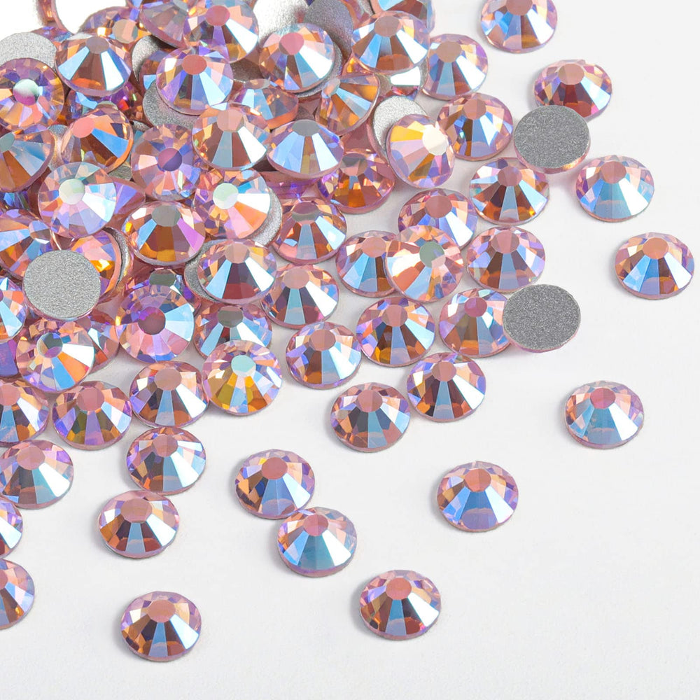 Beadsland rhinestones bottle close-up with light pink AB sparkle for nail art.
