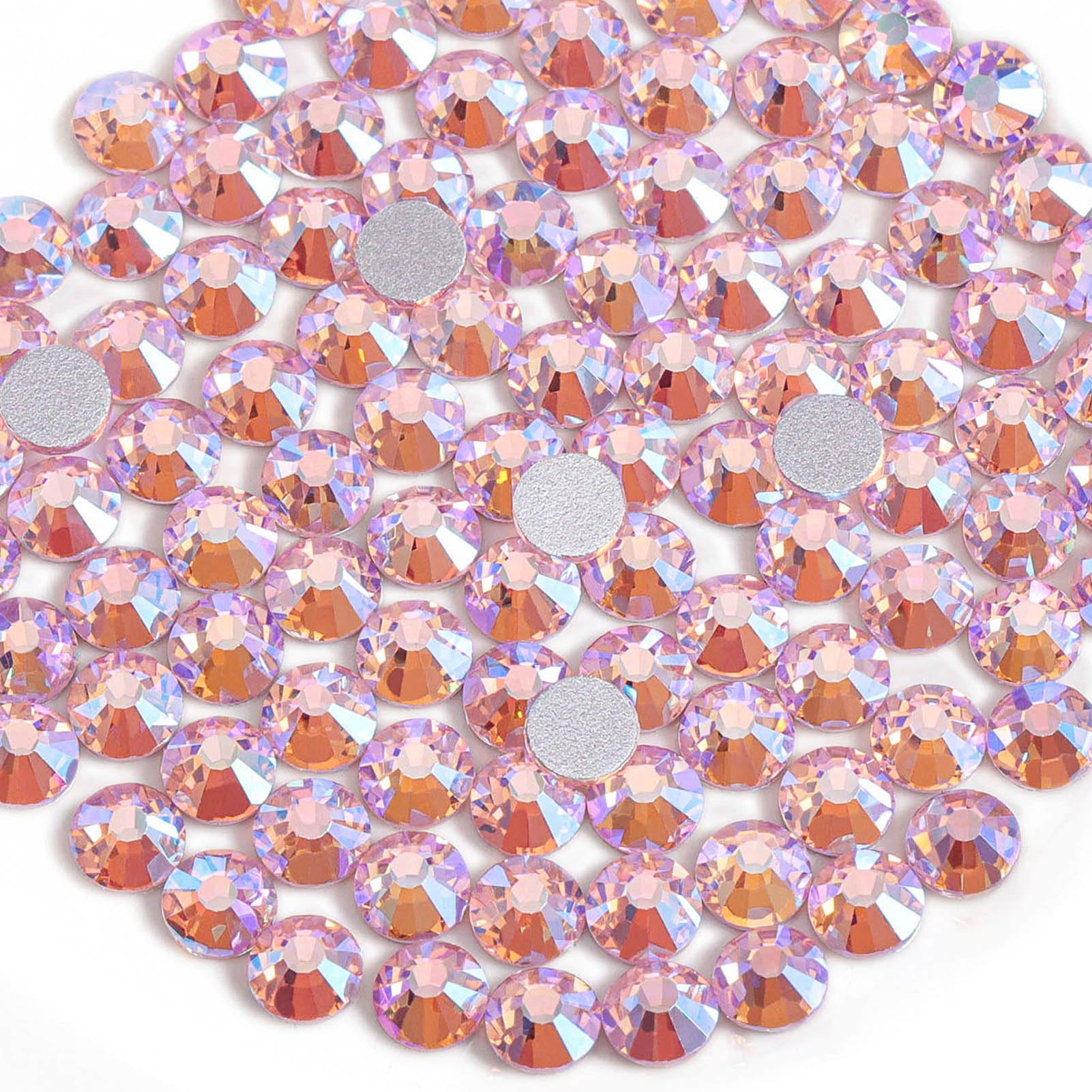Beadsland flatback rhinestones close-up showing glass cut for crafts.