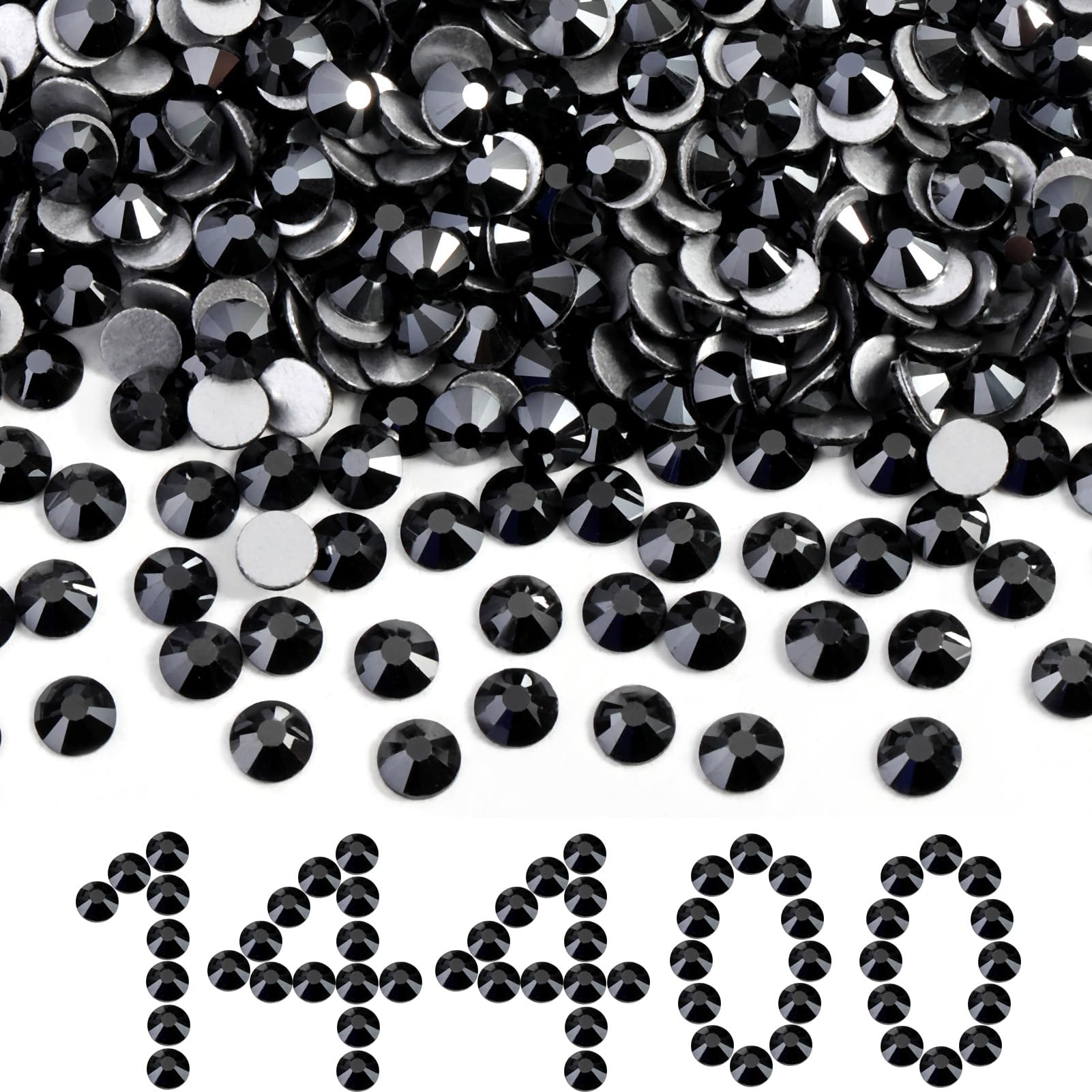 Beadsland SS16 jet hematite flatback rhinestones close-up for precise application and sparkle.
