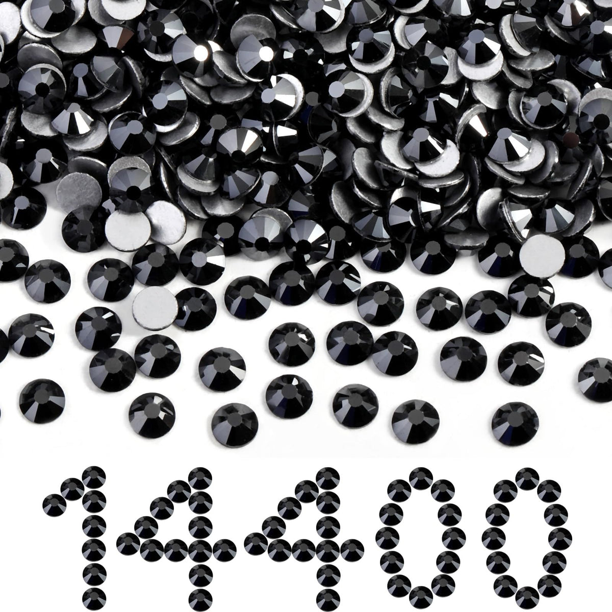 Beadsland SS16 jet hematite flatback rhinestones close-up for precise application and sparkle.