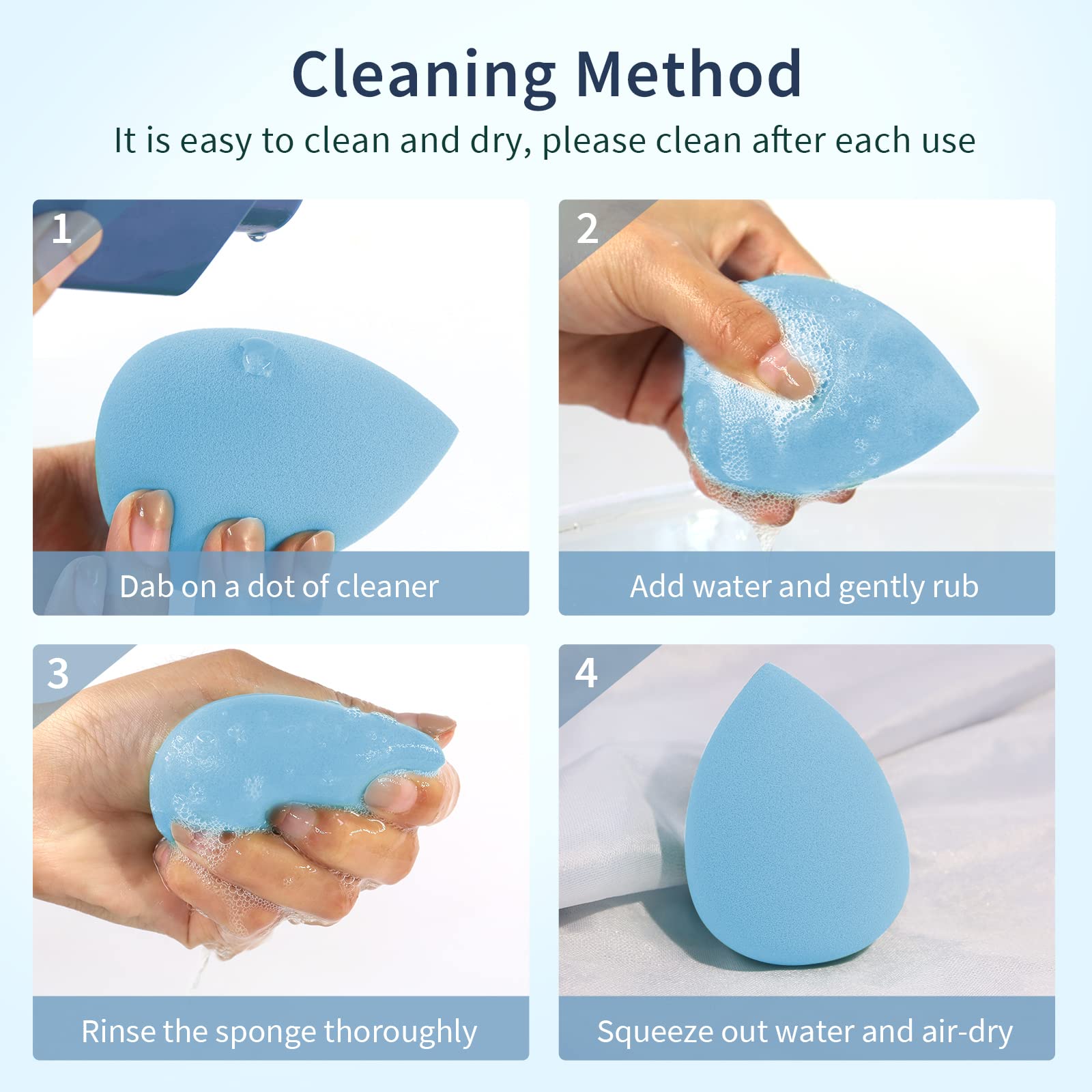 Compact BEAKEY sponges fit neatly in purses or makeup bags while traveling.