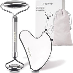 Bealihelp stainless steel face roller for daily use with a cooling sensation.