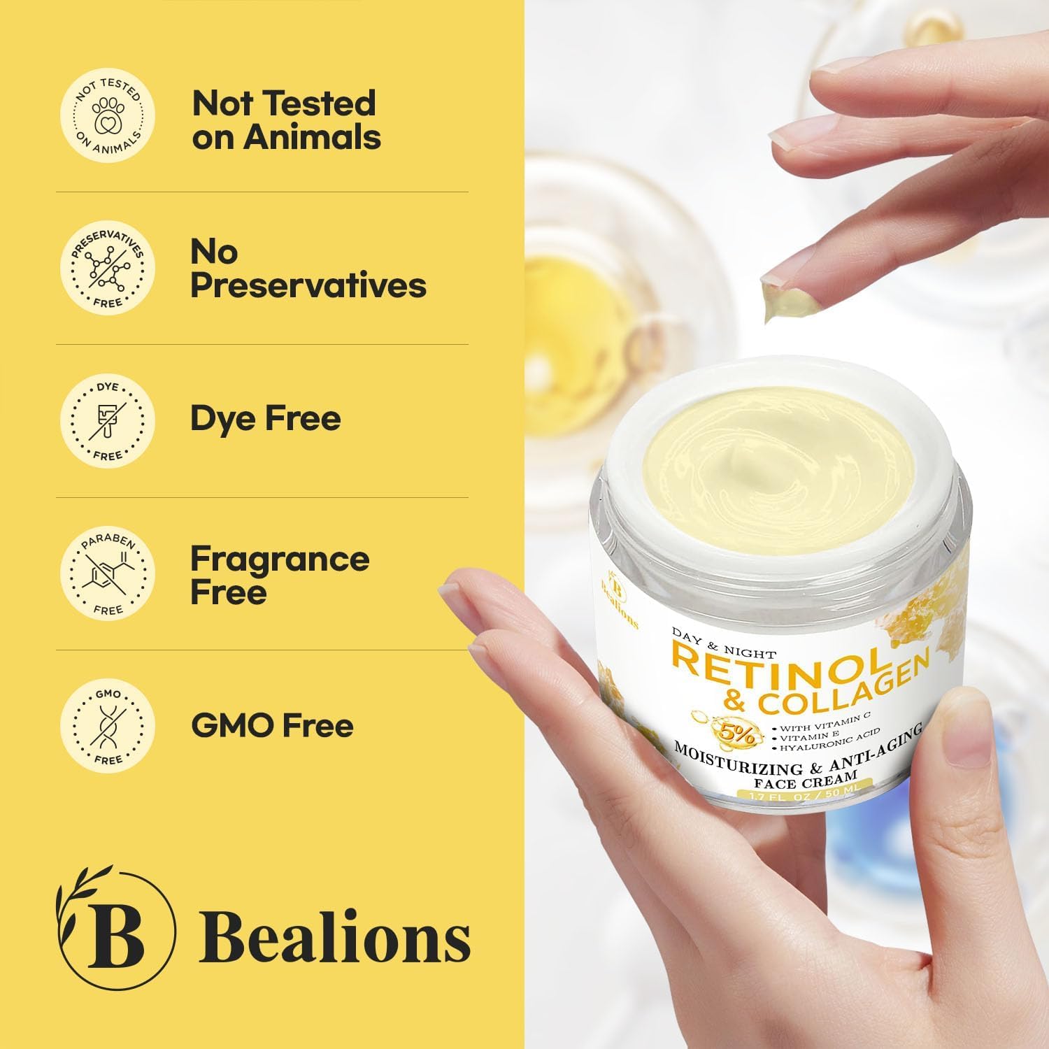 Bealions illustration of collagen and hyaluronic acid for plump, hydrated skin