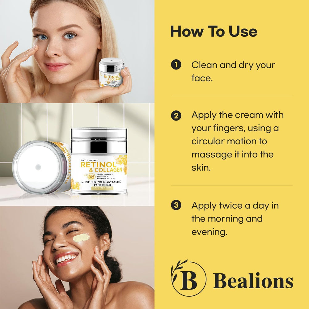 Bealions Retinol Cream on neck and jawline suggesting lifting potential